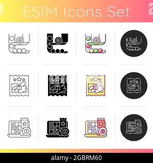 Gambling game types icons set Stock Vector