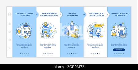 Humanitarian health assistance onboarding vector template. Stock Vector