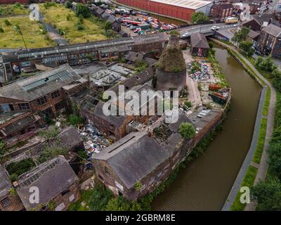 Aerial Reporting Images of Huge Amounts of Fly tipping on the Former Pottery Site Stoke on Trent Staffordshire Drone Housing Planning granted for 40 Stock Photo