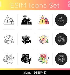 Lottery formats icons set Stock Vector