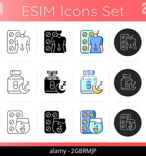 Maintaining life quality icons set Stock Vector