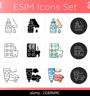 Survival first aid kit icons set Stock Vector