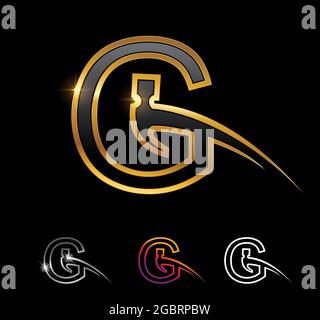 A vector Illustration set of Golden Monogram Hammer Letter G Stock Vector