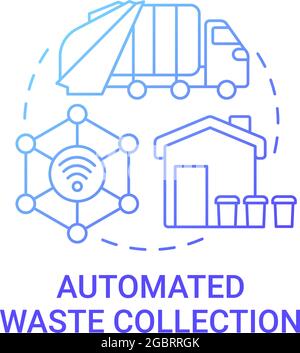 Automated waste collection gradient blue concept icon. Waste management abstract idea thin line illustration. Trash disposal and recycling in smart ci Stock Vector