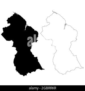 Guyana Map on white background. Guyana State symbol. Outline Guyana Map sign. flat style. Stock Photo