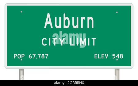 Alabama city signs showing population and elevation Stock Photo