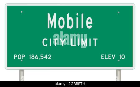 Alabama city signs showing population and elevation Stock Photo