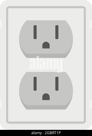 Double power socket icon. Flat illustration of double power socket vector icon isolated on white background Stock Vector