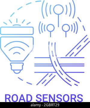Road sensors gradient blue concept icon. City traffic control abstract idea thin line illustration. Road motion management. Vehicles control. Vector i Stock Vector
