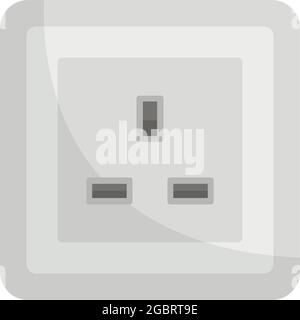 Type G power socket icon. Flat illustration of type G power socket vector icon isolated on white background Stock Vector