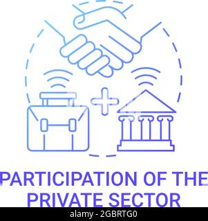 Participation of private sector gradient blue concept icon. Business and government partnership abstract idea thin line illustration. Long term relati Stock Vector