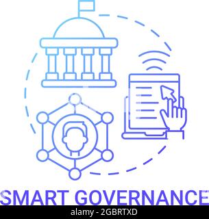 Smart governance gradient blue concept icon. Competent management and control abstract idea thin line illustration. Develop democratic process. Vector Stock Vector