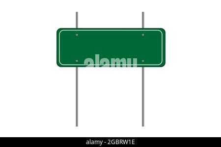 Green blank road sign on white background Stock Vector