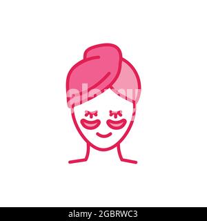 Patches under the eyes color line icon. Spa salon or home cosmetic anti-aging procedure. Skin care. Get rid of wrinkles, puffs, dark circles. Stock Vector