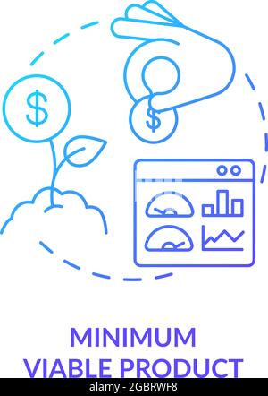 Minimum viable product blue gradient concept icon. Early business development. Investment in company. Startup launch abstract idea thin line illustrat Stock Vector
