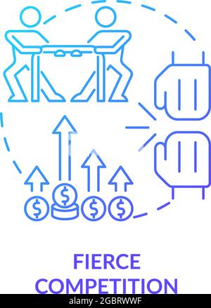 Fierce competition blue gradient concept icon. Market rivalry between businesses. Startup launch challenges abstract idea thin line illustration. Vect Stock Vector