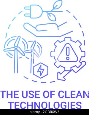 Use of clean technologies gradient blue concept icon Stock Vector