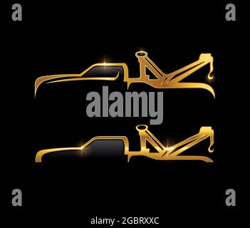 A vector Illustration set of Golden Towing Truck Vector Sign Stock Vector