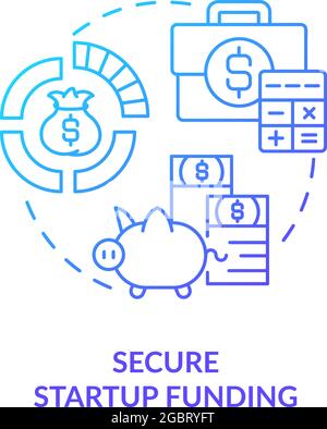 Secure startup funding blue gradient concept icon Stock Vector