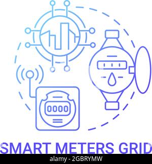 Smart meters grid gradient blue concept icon Stock Vector