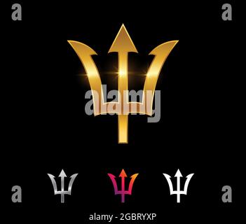 A vector illustration vector set of Golden Trident Vector Sign Stock Vector