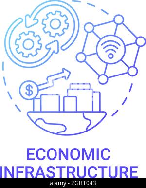 Economic infrastructure gradient blue concept icon Stock Vector