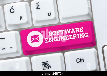 Conceptual caption Software Engineering. Word for apply engineering to the development of software Offering Speed Typing Lessons And Tips, Improving Stock Photo