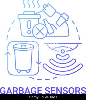 Garbage sensors gradient blue concept icon Stock Vector