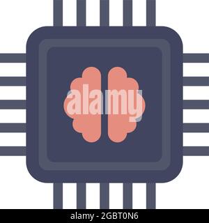 Brain ai processor icon. Flat illustration of brain ai processor vector icon isolated on white background Stock Vector