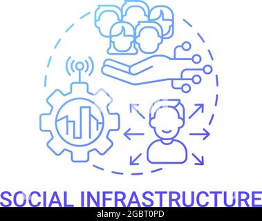 Social infrastructure gradient blue concept icon Stock Vector