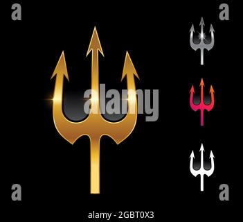A vector illustration set of Golden Trident Vector Sign Stock Vector