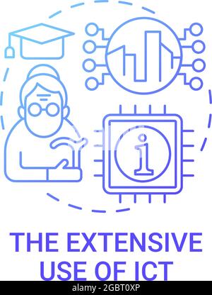 Extensive use of ict gradient blue concept icon Stock Vector