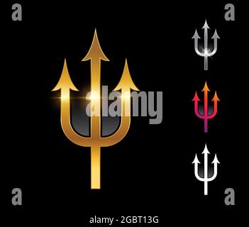 A vector illustration set of Golden Trident Vector Sign Stock Vector