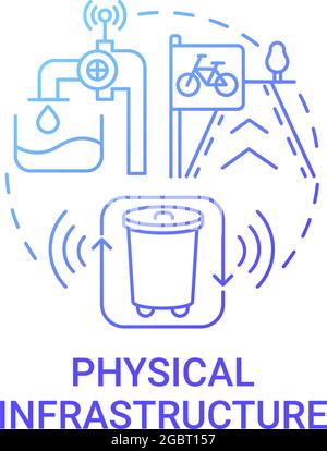 Physical infrastructure gradient blue concept icon Stock Vector