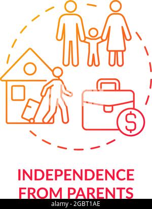 Independence from parents red concept icon Stock Vector
