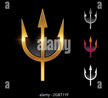 A vector Illustration set of Golden Trident Vector Sign Stock Vector