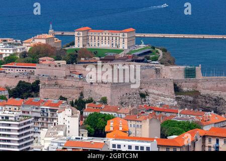 The famous imperial palace Faro on the hill of the old port. Marseilles ...