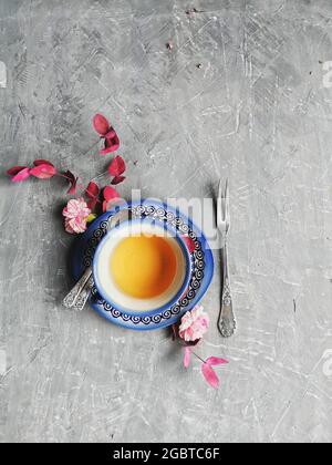 Cup of tea on a grey background Stock Photo