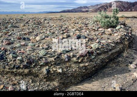 Death Valley is a long, narrow, north-south trending, fault bounded trough bordered by mountains in California, USA. Stock Photo