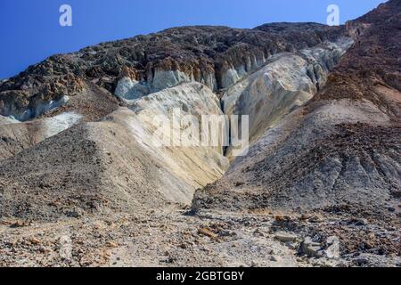 Death Valley is a long, narrow, north-south trending, fault bounded trough bordered by mountains in California, USA. Stock Photo