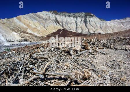 Death Valley is a long, narrow, north-south trending, fault bounded trough bordered by mountains in California, USA. Stock Photo