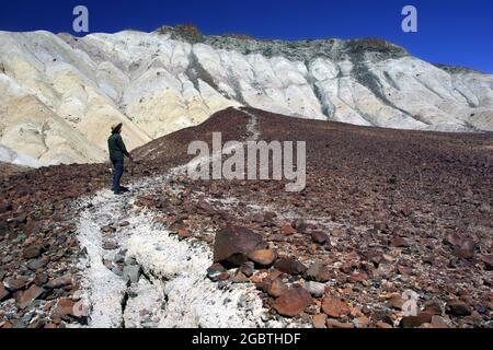 Death Valley is a long, narrow, north-south trending, fault bounded trough bordered by mountains in California, USA. Stock Photo