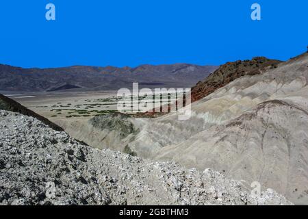 Death Valley is a long, narrow, north-south trending, fault bounded trough bordered by mountains in California, USA. Stock Photo