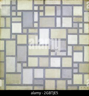Piet Mondrian painting, Light Colour Planes with Grey Lines, (Composition with Grid 7), abstract, 1919 Stock Photo
