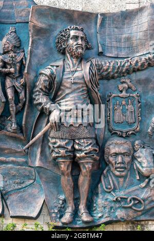 Mural Origenes, Cuban sculpture art in metal, Holguin City,  Cuba 2016 Stock Photo