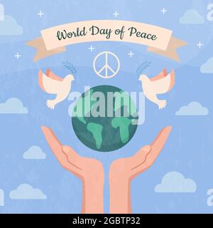 Hands support the planet earth, take care  Stock Vector