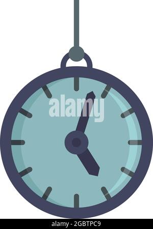 Hypnosis pendulum clock icon. Flat illustration of hypnosis pendulum clock vector icon isolated on white background Stock Vector