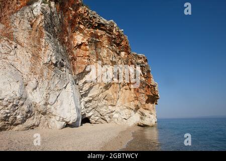 Cliffs of famous Gjipe beach in Albania Stock Photo