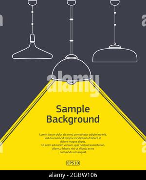 Flat lamps with light and text Stock Vector
