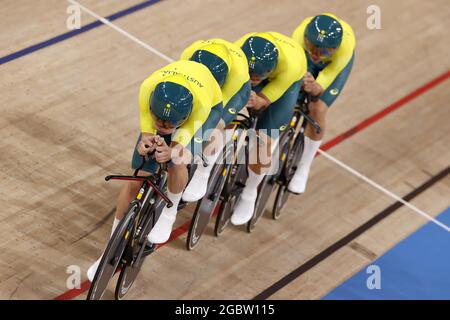 1 O'BRIEN Kelland / 2 WELSFORD Sam / 80 HOWARD Leigh / 82 PLAPP Lucas (AUS) during the Olympic Games Tokyo 2020, Cycling Track Men's Team Pursuit Final For Bronze on August 4, 2021 at Izu Velodrome in Izu, Japan - Photo Photo Kishimoto / DPPI Stock Photo